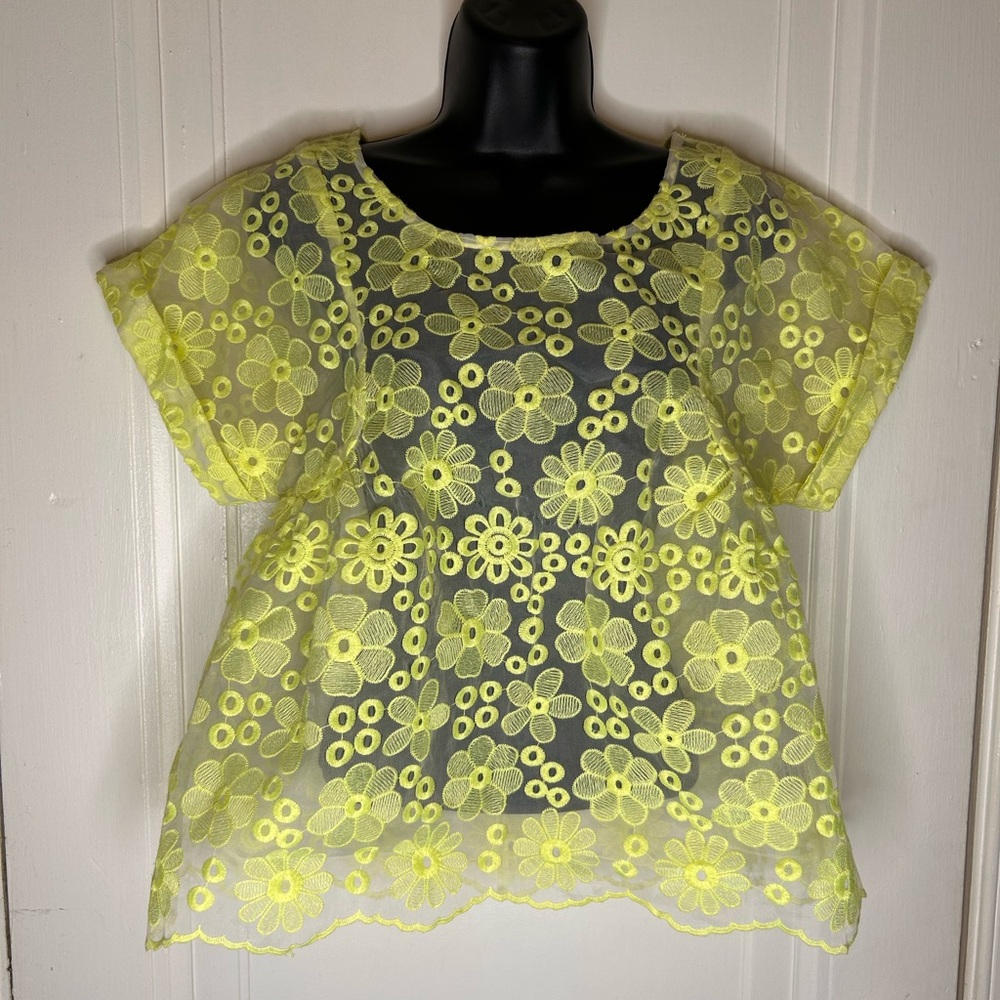Meadow Rue Yellow Floral Eyelet Blouse